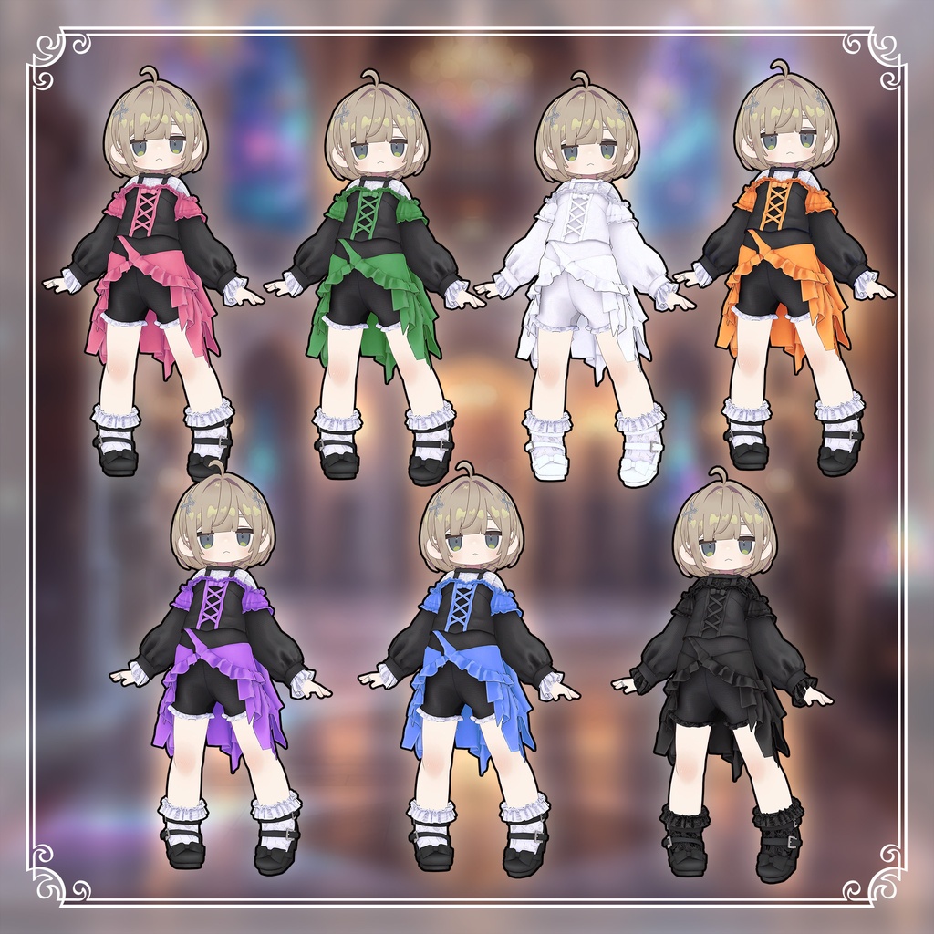 【キプフェル】ゴス系フリルOVERスカートセット【まめふれんず】(ゴシック系アクセサリー全種類付属)