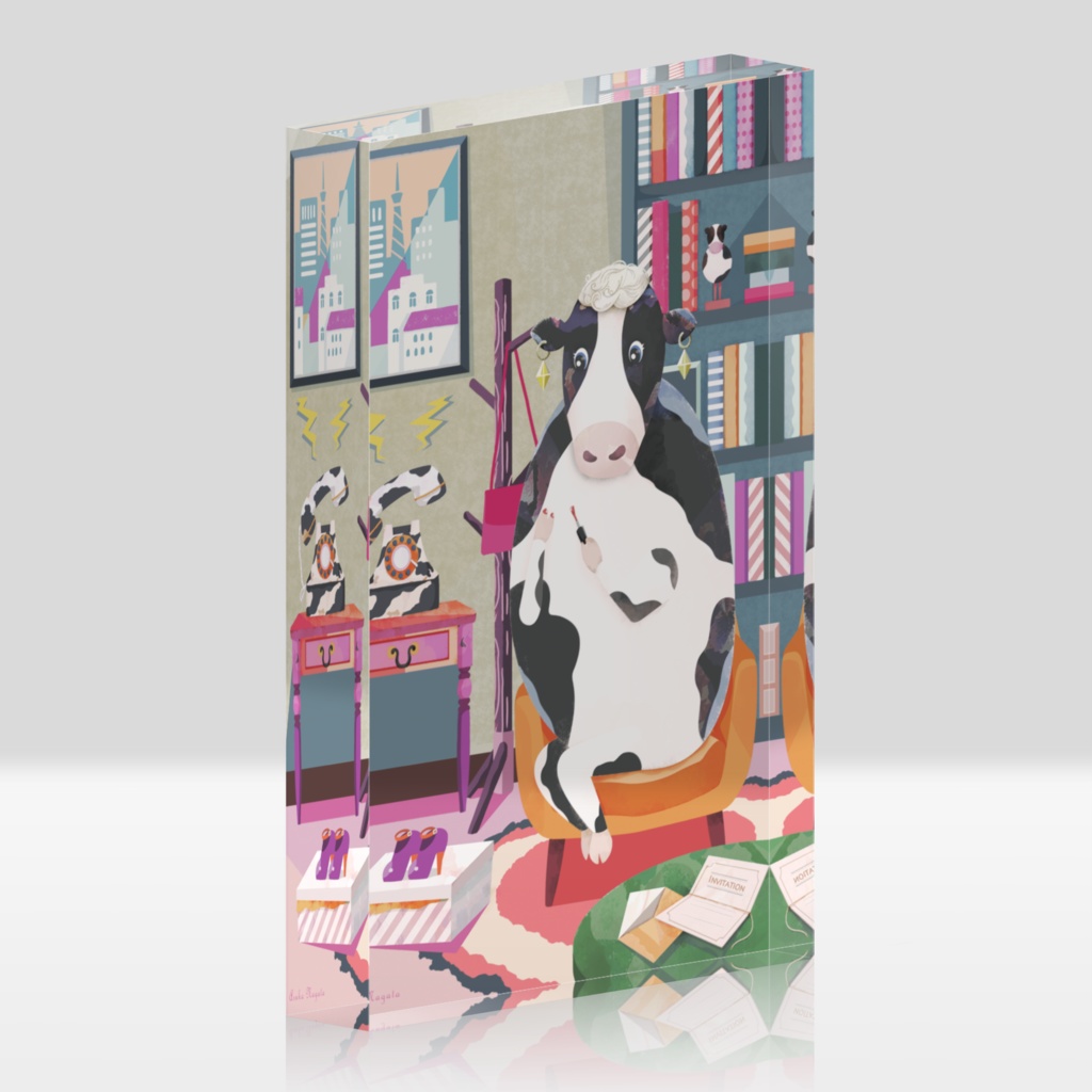 🐮cow アート アクリルブロック