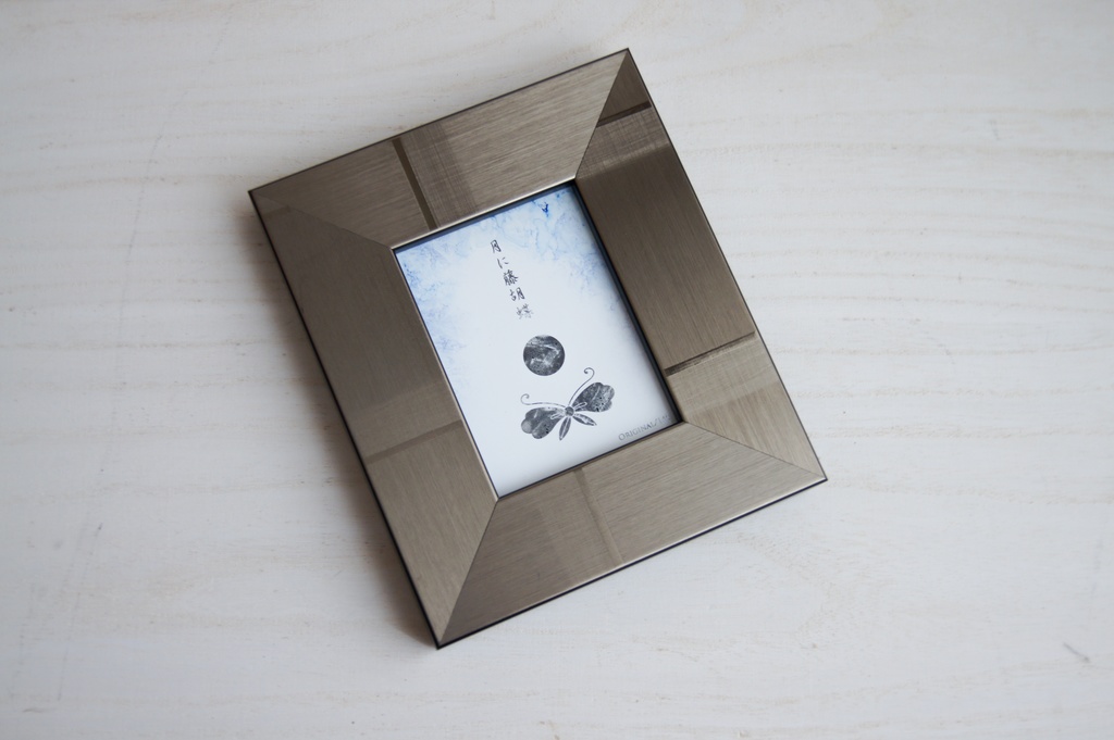 アルコールインクアートフレーム 創作紋「月に藤胡蝶」