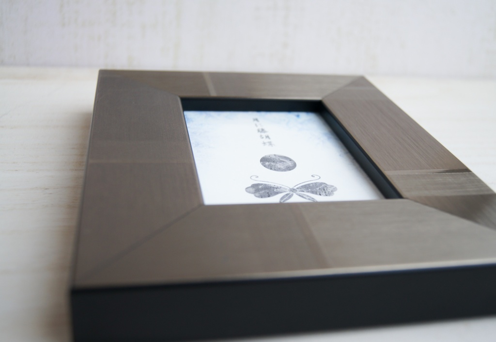 アルコールインクアートフレーム 創作紋「月に藤胡蝶」