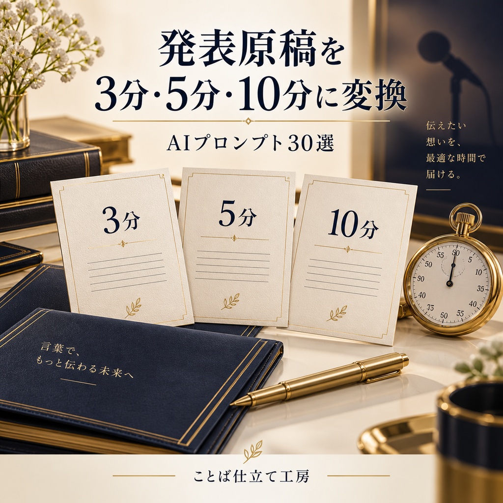 発表原稿を3分・5分・10分に変換｜コピペで使えるAIプロンプト30選