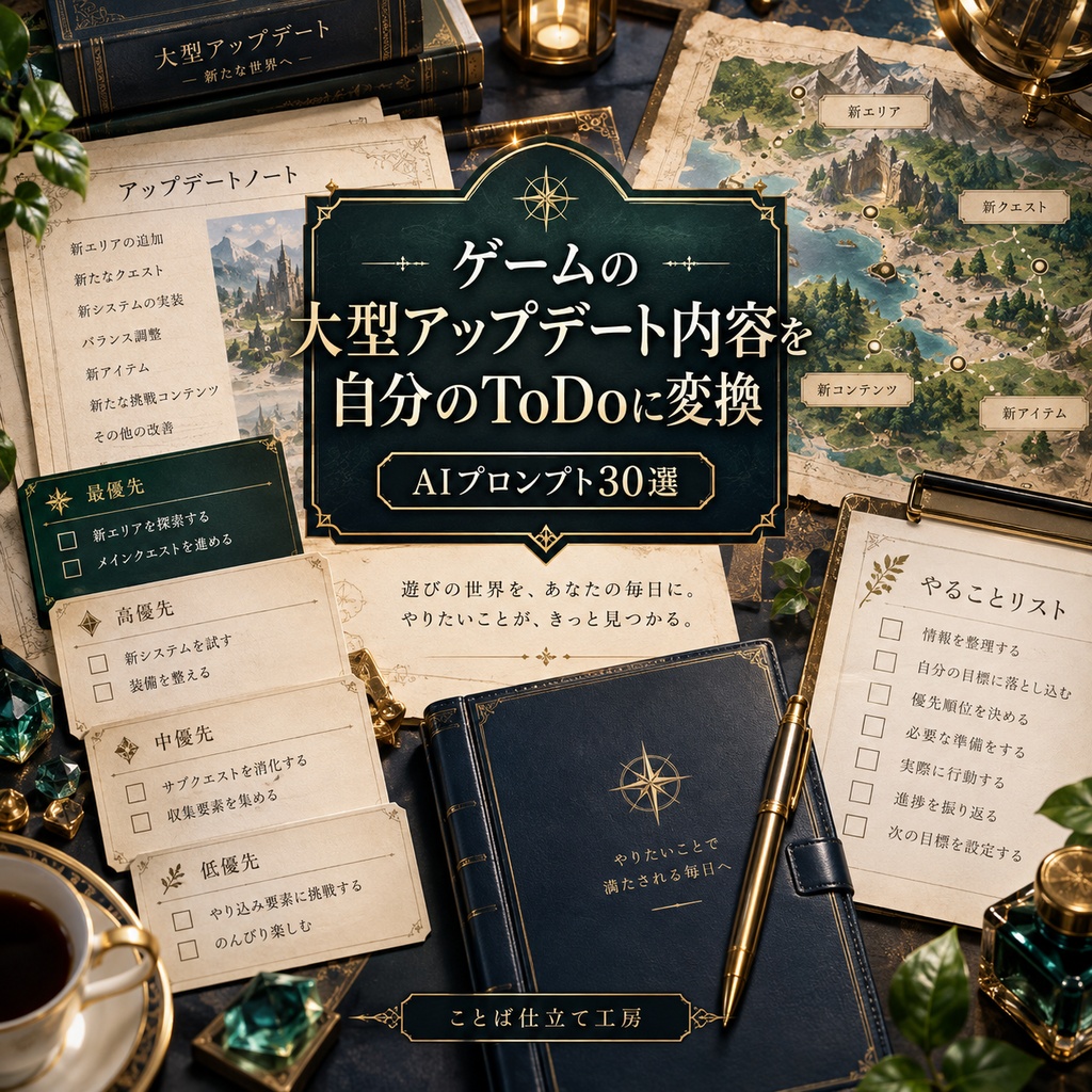 ゲームの大型アップデート内容を自分のToDoに変換｜コピペで使えるAIプロンプト30選