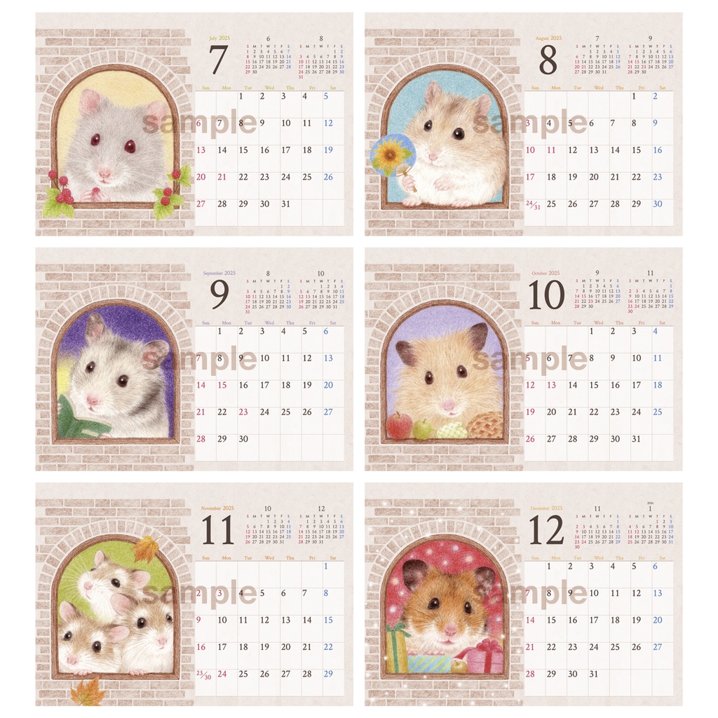 ハムスターの卓上カレンダー2025