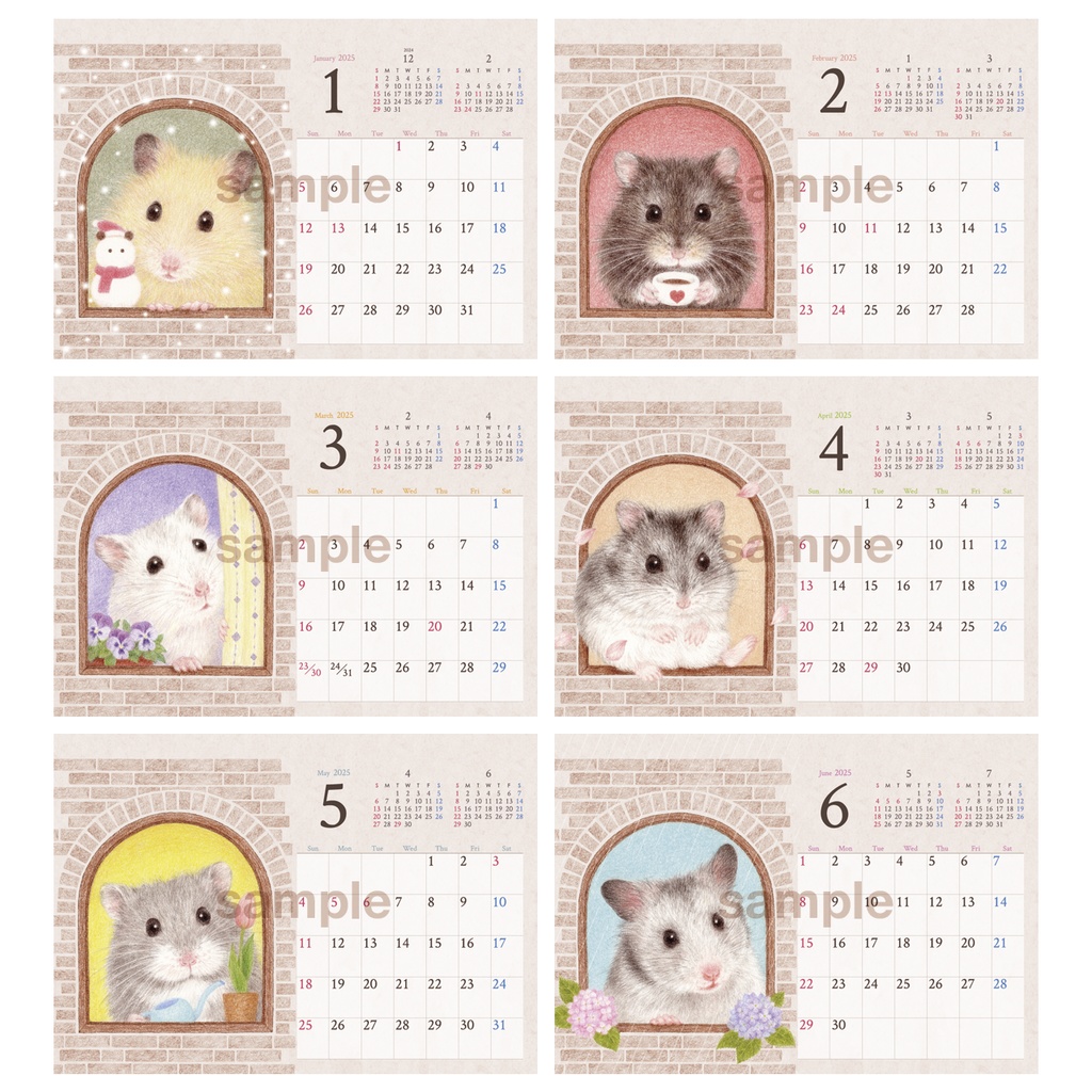 ハムスターの卓上カレンダー2025