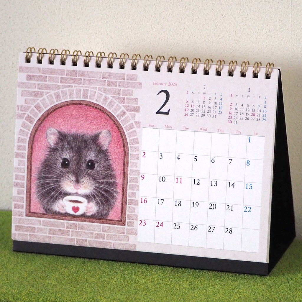 ハムスターの卓上カレンダー2025