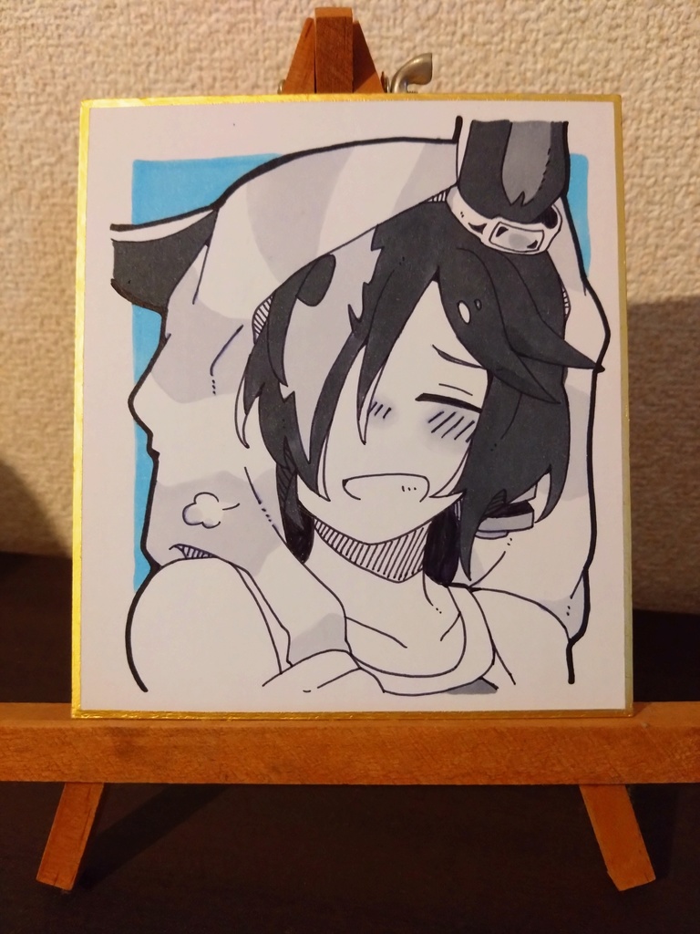 ミニ色紙(水泳着ウオ)