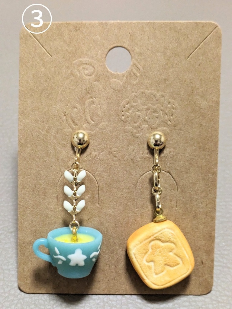 ミープルイヤーアクセサリー(パン&マグカップ)