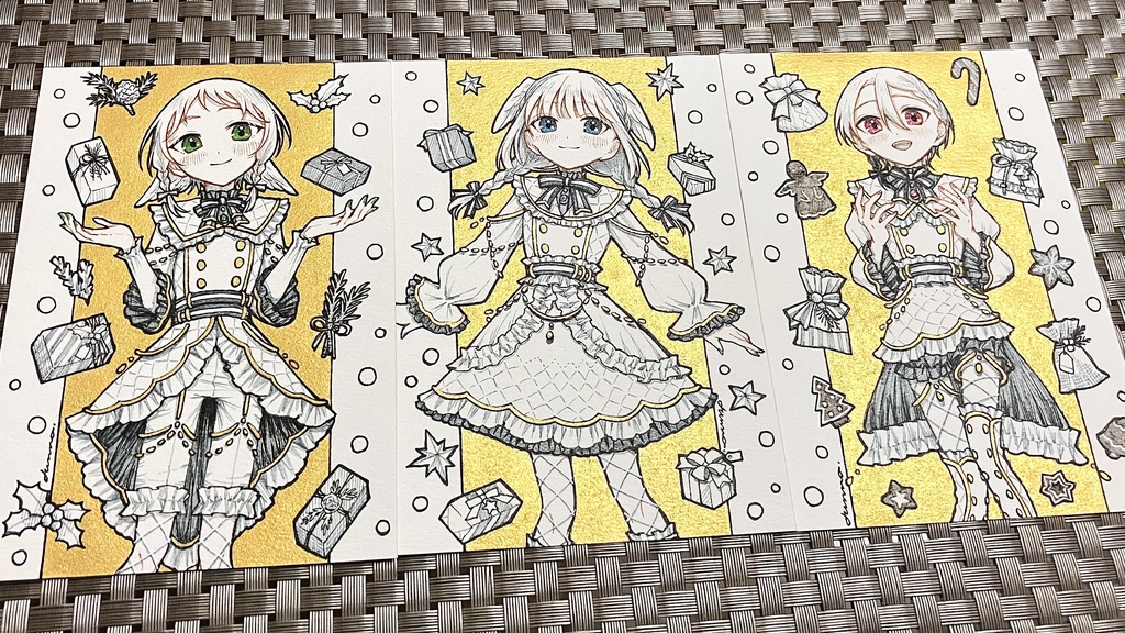 原画 クリスマスドローイング3点