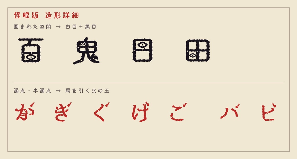 【百鬼綴】妖怪・和風ホラー向け日本語フォント|英字カナ版・常用漢字版