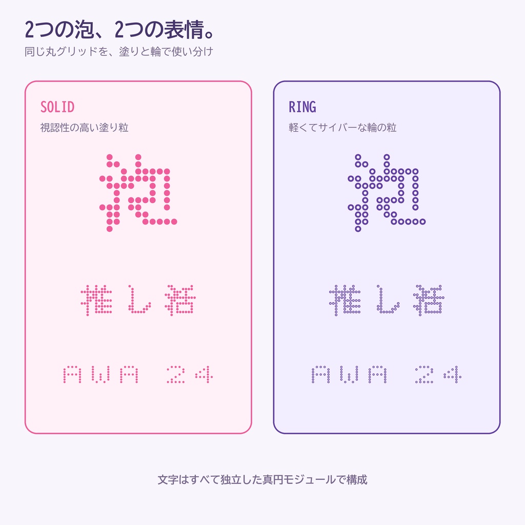 【常用漢字・丸ドット】あわドット|LED・Y2K・推し活向け日本語フォント2書体