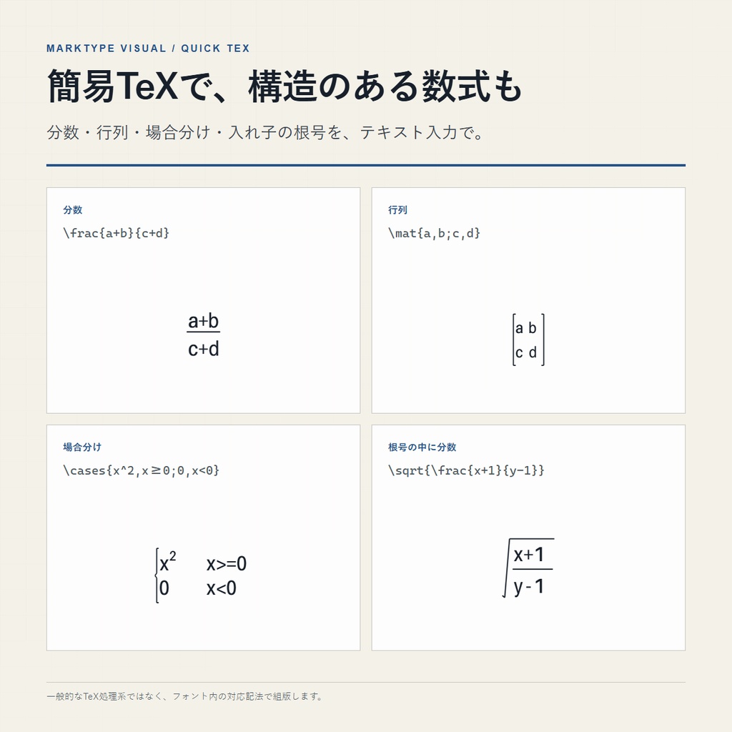 MarkType Visual｜数式表記特化型フォント 6書体