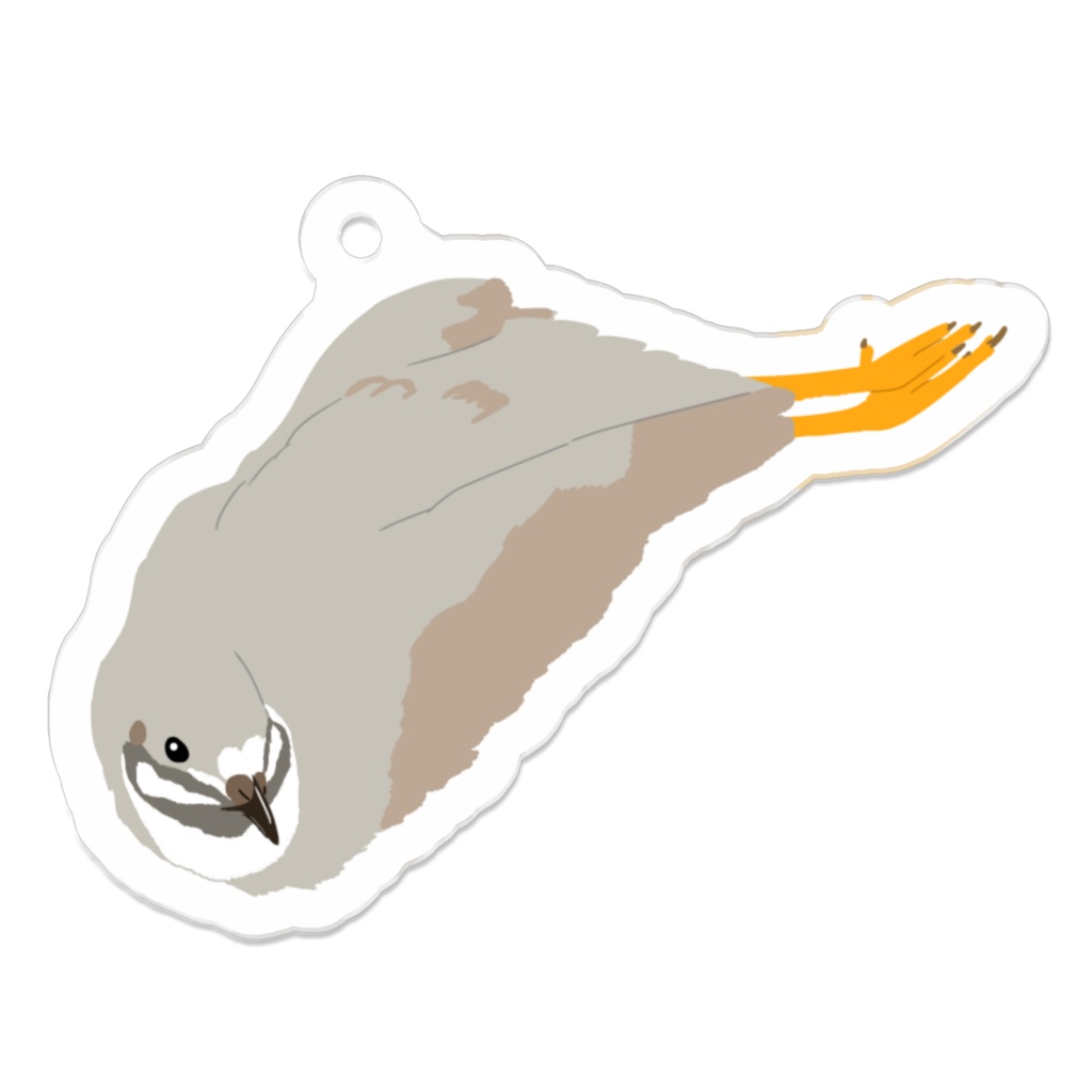 ヒメウズラのアクキー　リラックス足伸ばし