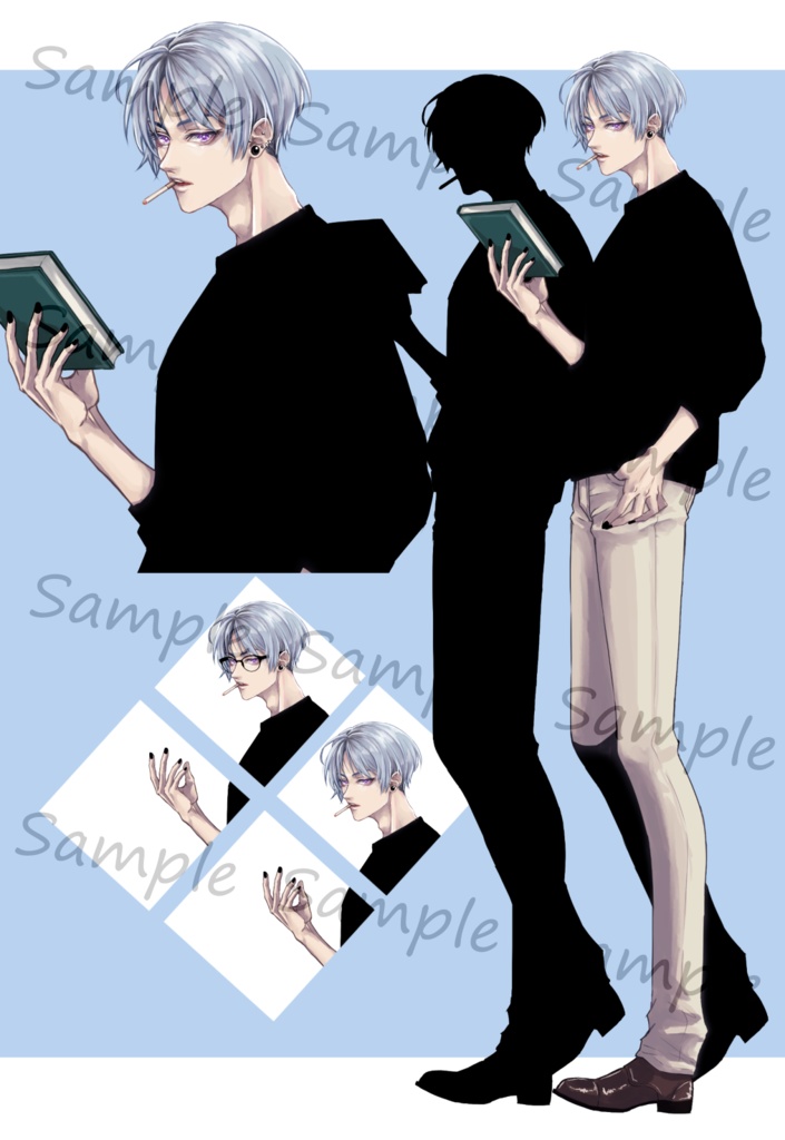 立ち絵素材(銀髪青年)