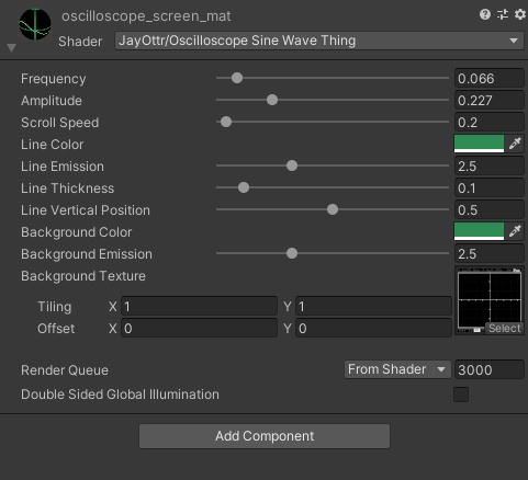 Fake Oscilloscope-Looking Sine Wave Thing / オシロスコープ画面風・周波数の波形シェーダー