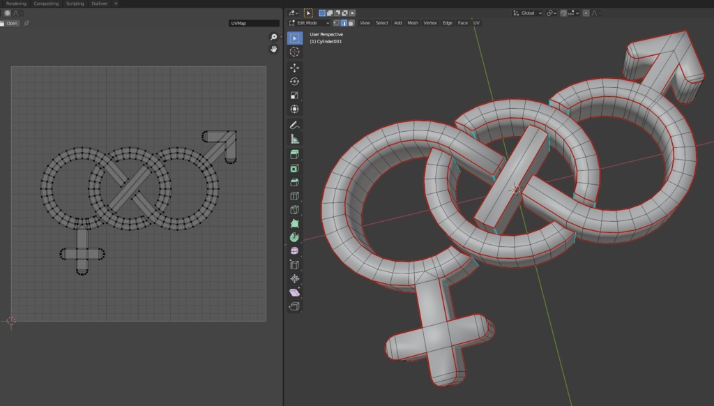 3D Genderfluid Symbol / 3Dのジェンダーフルイドシンボル