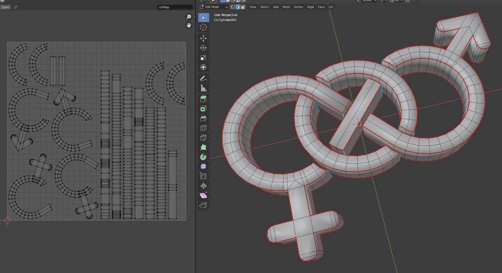 3D Genderfluid Symbol / 3Dのジェンダーフルイドシンボル