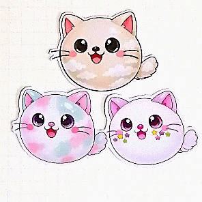 まるふれあにまるず　カラフル猫セット