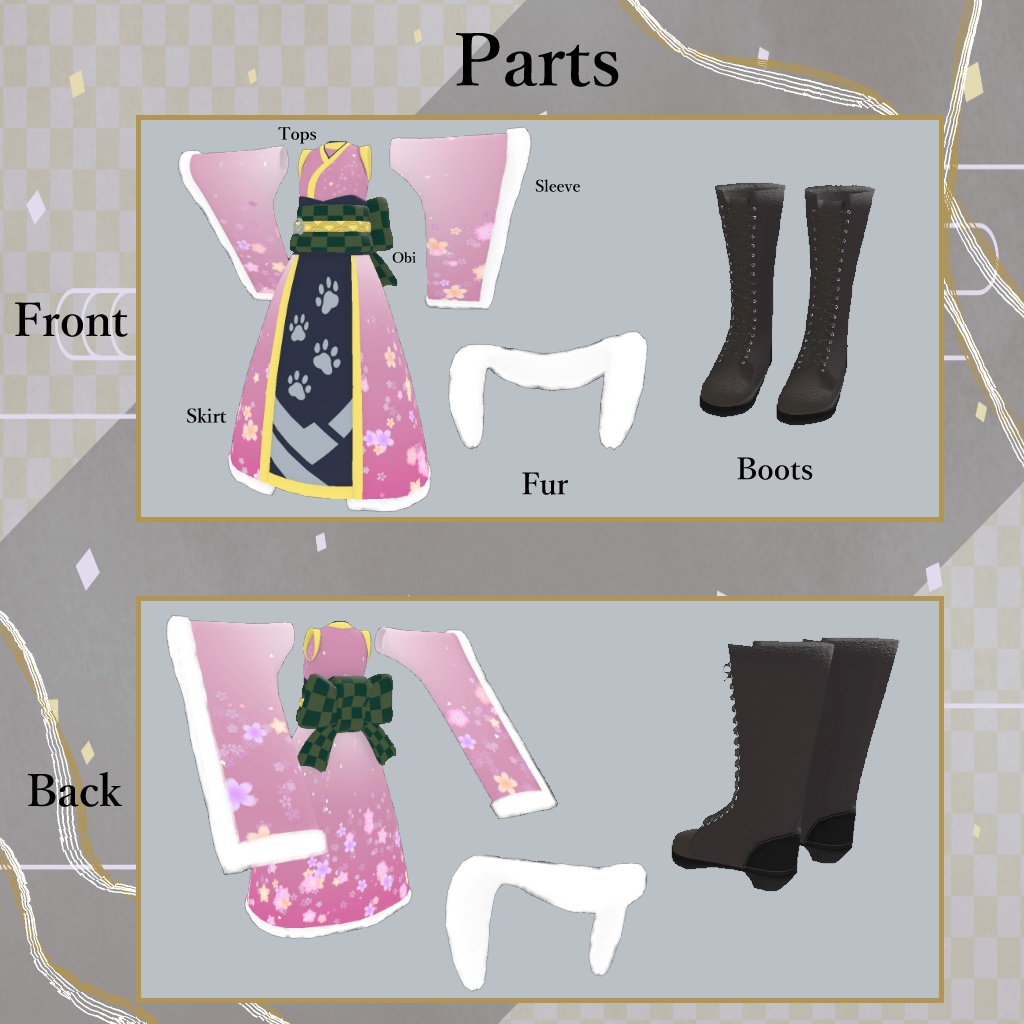 【4アバター対応】大正ロマン風着物【VRChat用】