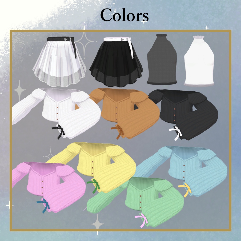 【9アバター対応】カーディガン&シフォンスカート【VRChat用】