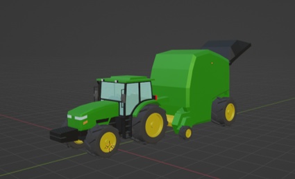 ローポリ 3D コンバイン トラクター アタッチメントセット