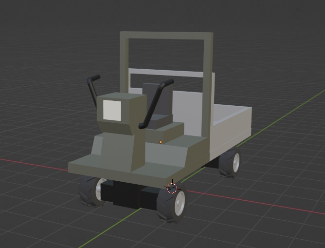 ローポリ　3Dモデル　乗用運搬車