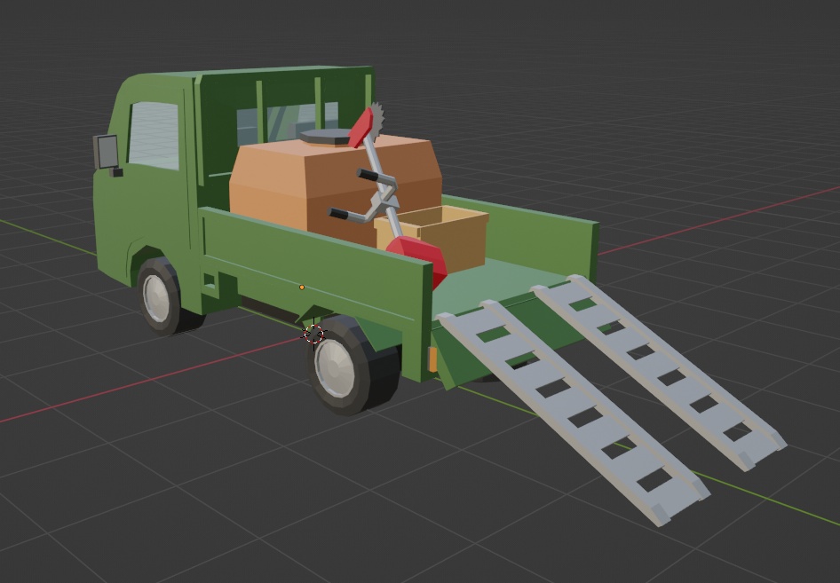 ローポリ 3Dモデル 軽トラック用 農作業用 アイテム 10点セット