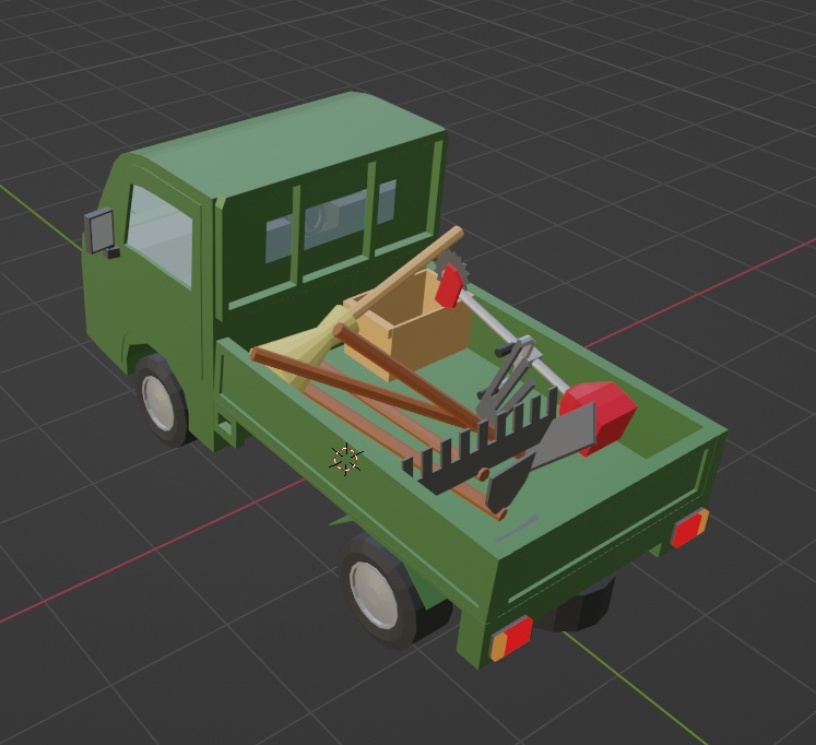 ローポリ 3Dモデル 軽トラック用 農作業用 アイテム 10点セット