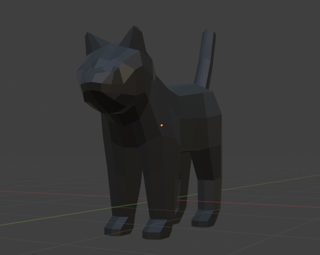 ローポリ　3Dモデル　黒猫
