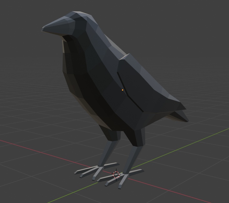 ローポリ　3Dモデル　ハシボソガラス