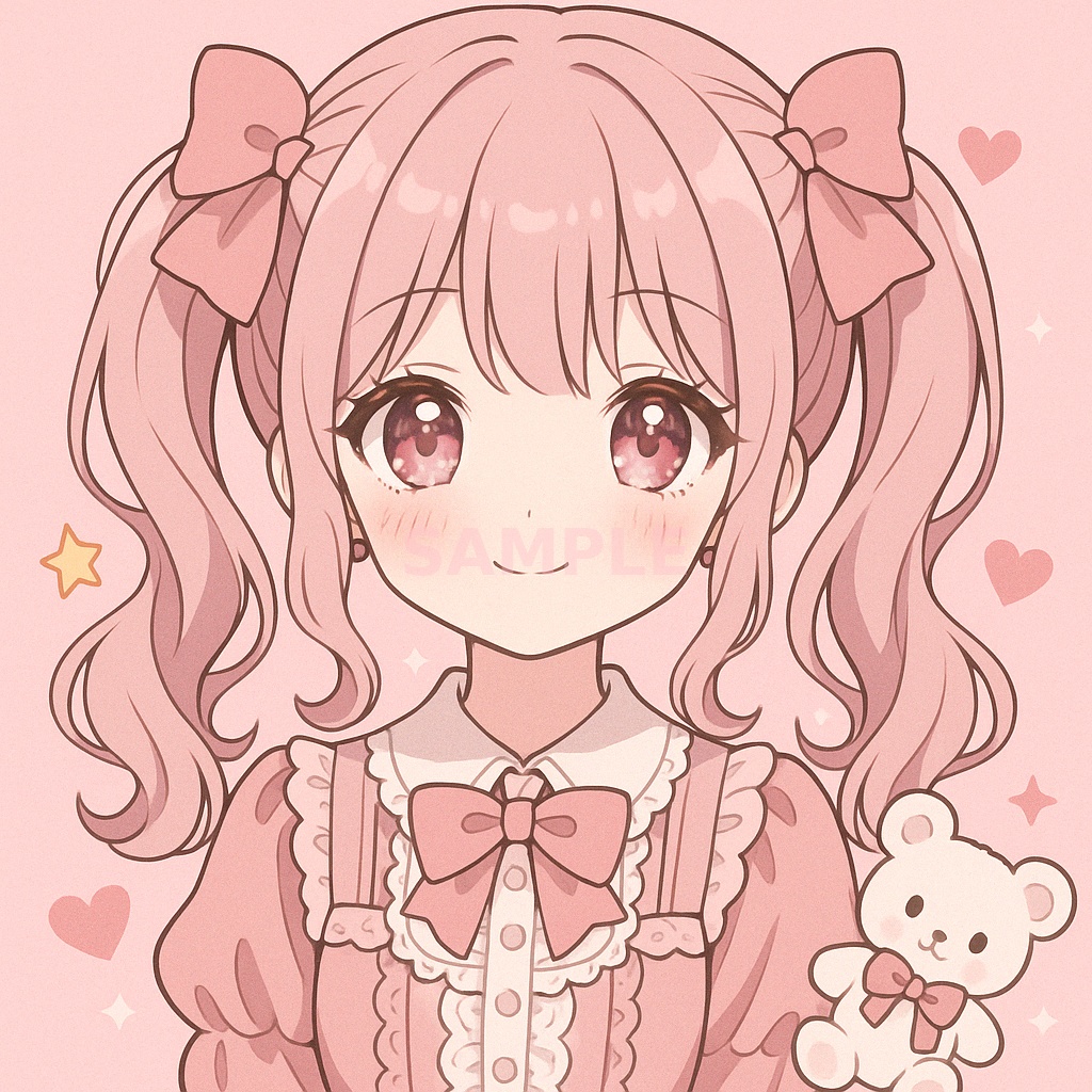 ゆるふわツインテ少女アイコンセット【透過PNG】