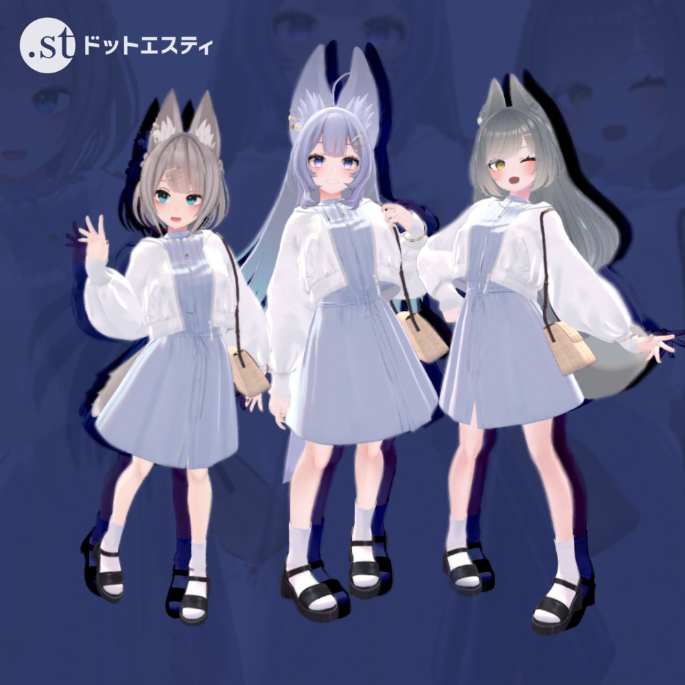 【VRC対応衣装】5アバター対応フルコーデ RAGEBLUE「ワンピース/MA-1/服飾小物」