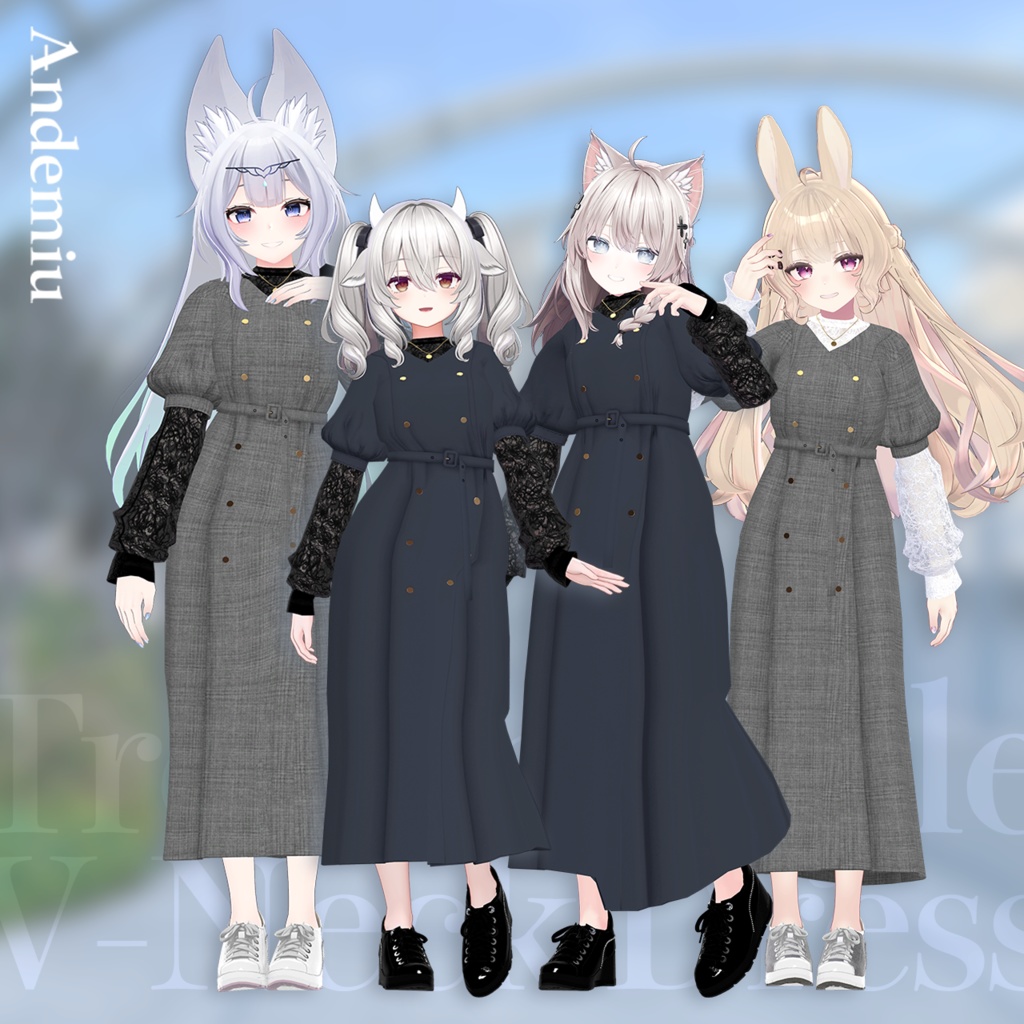 and ST Andemiu トレンチ風Vワンピース