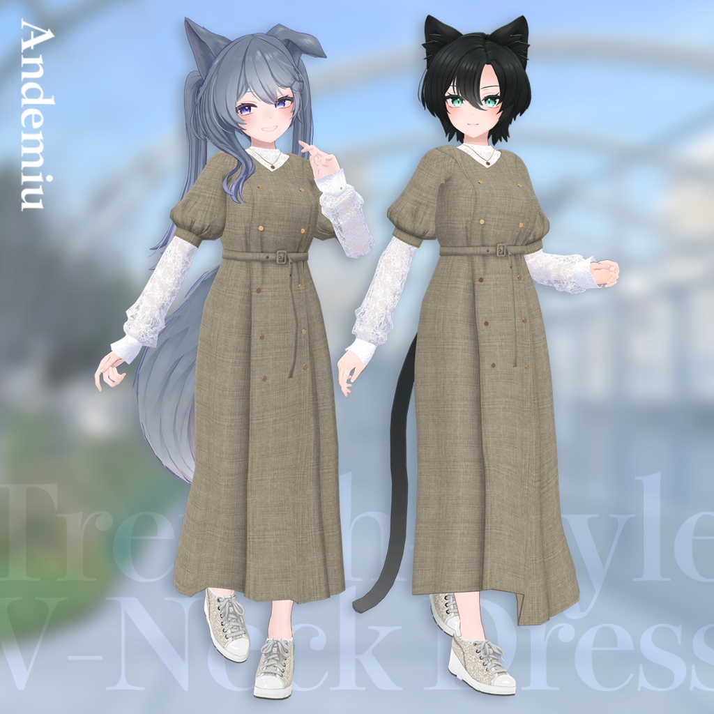 and ST Andemiu トレンチ風Vワンピース