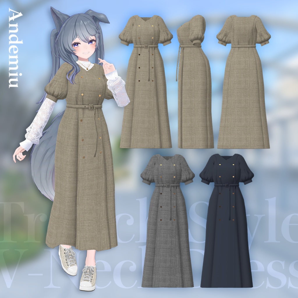 and ST Andemiu トレンチ風Vワンピース