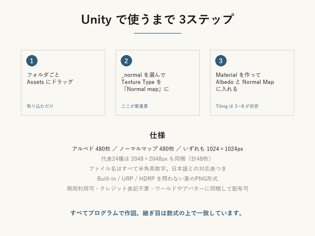 和柄・幾何学 シームレステクスチャ 480種|ノーマルマップ付き【VRChat/Unity想定】壁紙・床・布地・和室 商用可 (480 Seamless Pattern Textures with Normal Maps)