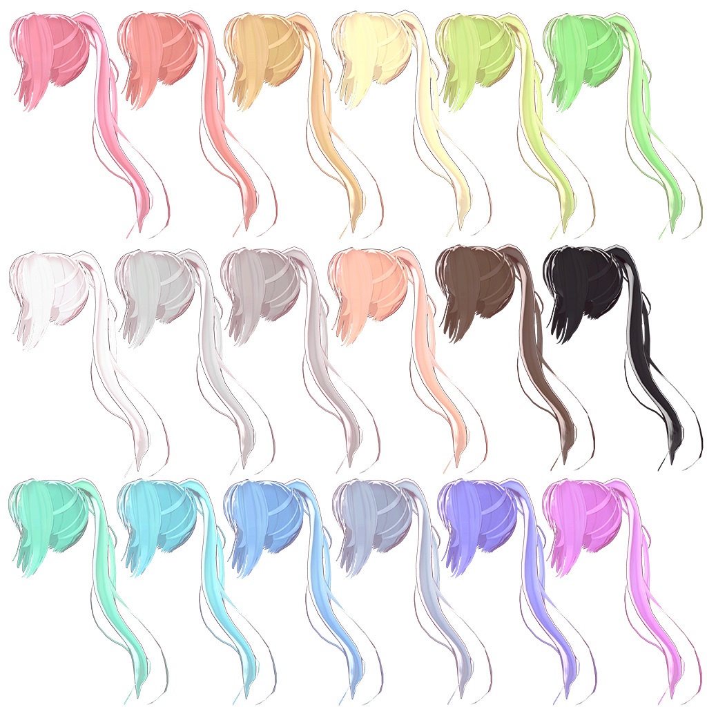 ponytail hair ポニーテールヘア 马尾发型 includes 18 color
