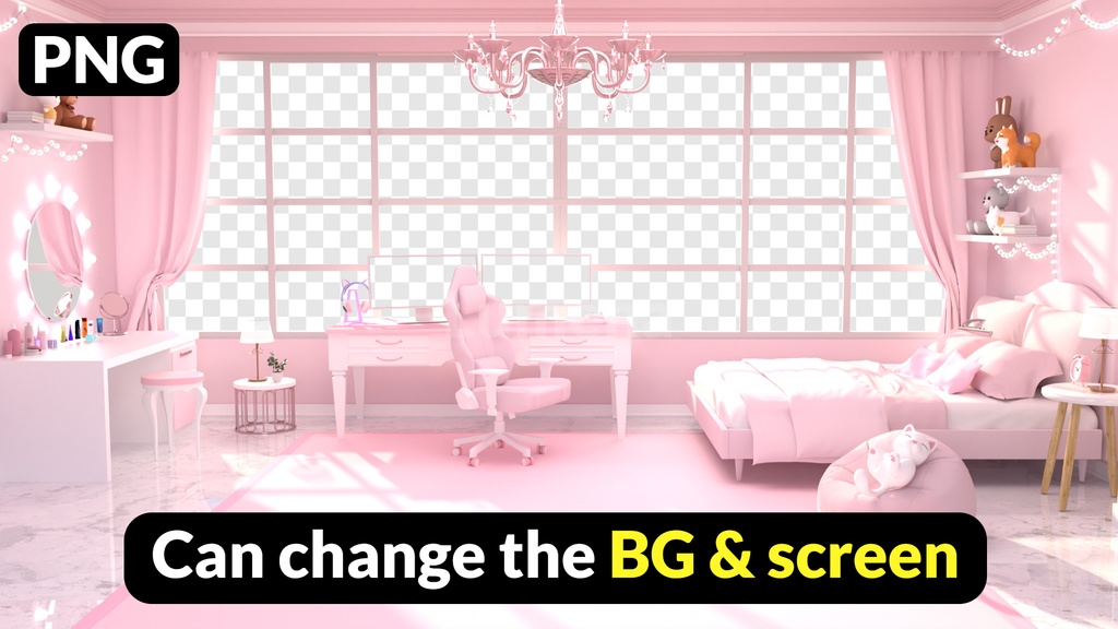 방송배경/방송화면/버튜버/配信部屋/DIY/3DBackground for VTuber/配信背景/Live Streaming Background/VTuber room/Vtuber background/Pink Room