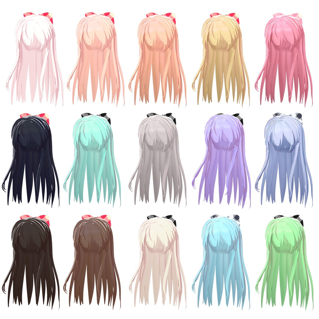 Ribbon Long Hair リボン付きロングヘア includes 15 colors