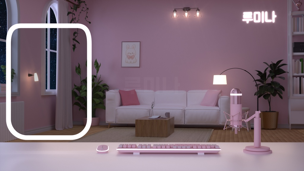 (Night ver add) 방송배경/방송화면/버튜버/配信部屋/9 colors/day and night/3DBackground for VTuber/配信背景/Live Streaming Background/VTuber room/Vtuber background 3
