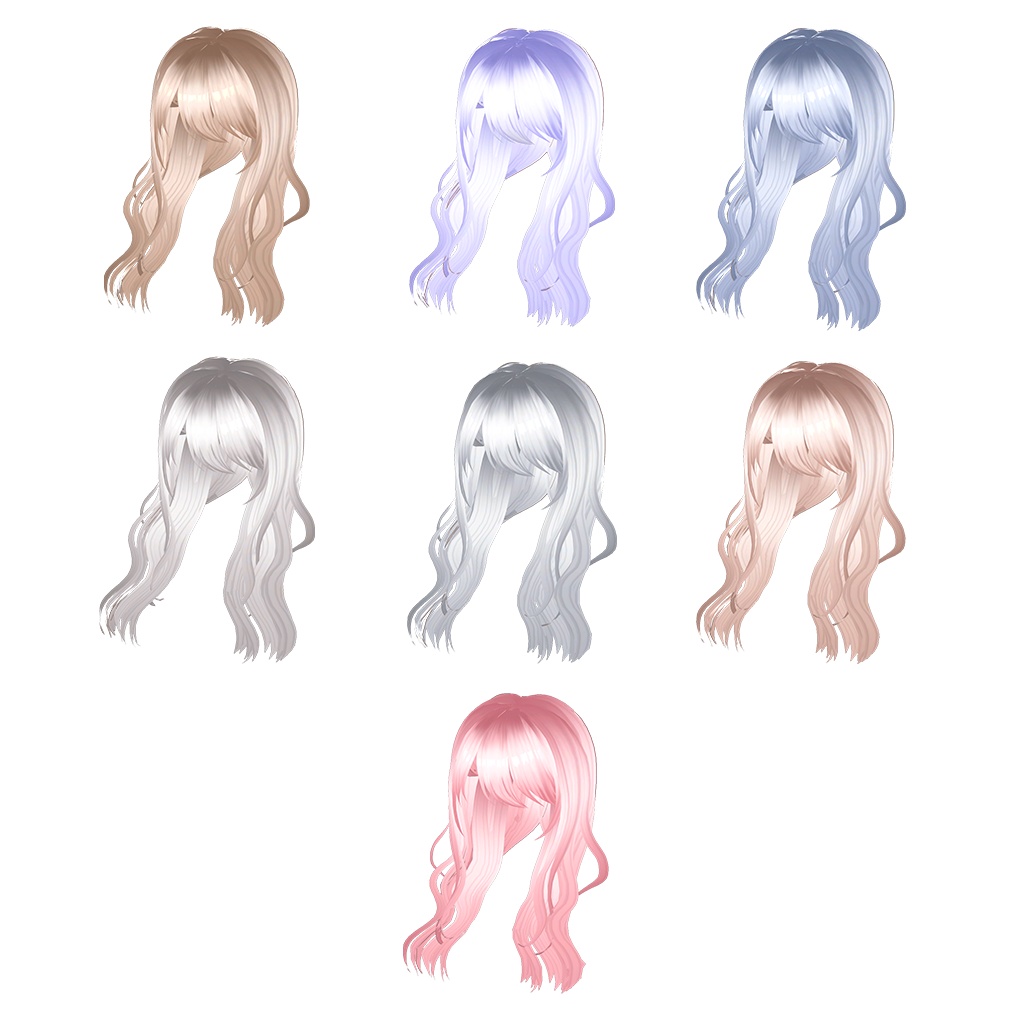 wavy hair ウェーブヘア 웨이브 헤어 (7 Color, 7 Avatar)