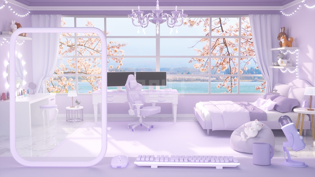 방송배경/방송화면/버튜버/配信部屋/DIY/3DBackground for VTuber/配信背景/Live Streaming Background/VTuber room/Vtuber background/VTuber Room 4