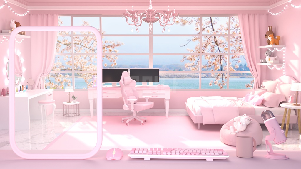 방송배경/방송화면/버튜버/配信部屋/DIY/3DBackground for VTuber/配信背景/Live Streaming Background/VTuber room/Vtuber background/VTuber Room 4