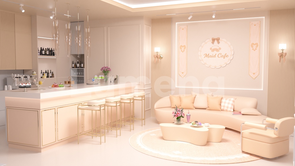 Maid Cafe/메이드 카페/방송배경/방송화면/버튜버/配信部屋/3DBackground for VTuber/配信背景/Live Streaming Background/VTuber room/Vtuber background