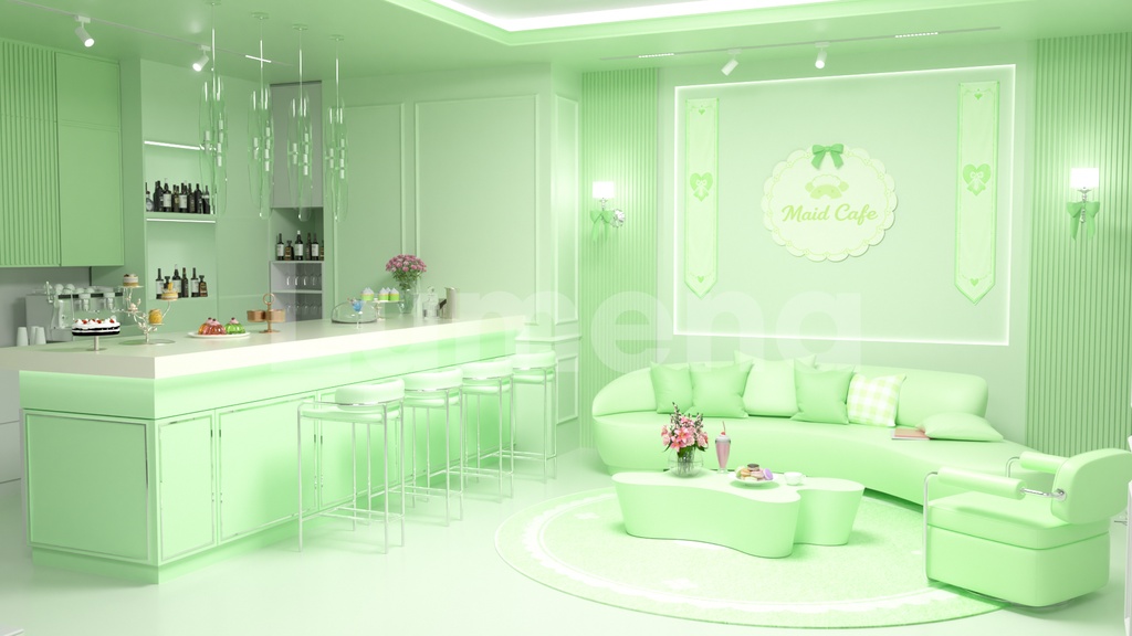 Maid Cafe/메이드 카페/방송배경/방송화면/버튜버/配信部屋/3DBackground for VTuber/配信背景/Live Streaming Background/VTuber room/Vtuber background