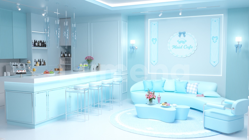 Maid Cafe/메이드 카페/방송배경/방송화면/버튜버/配信部屋/3DBackground for VTuber/配信背景/Live Streaming Background/VTuber room/Vtuber background