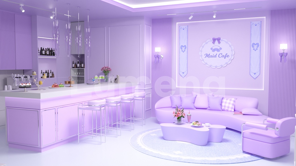 Maid Cafe/메이드 카페/방송배경/방송화면/버튜버/配信部屋/3DBackground for VTuber/配信背景/Live Streaming Background/VTuber room/Vtuber background