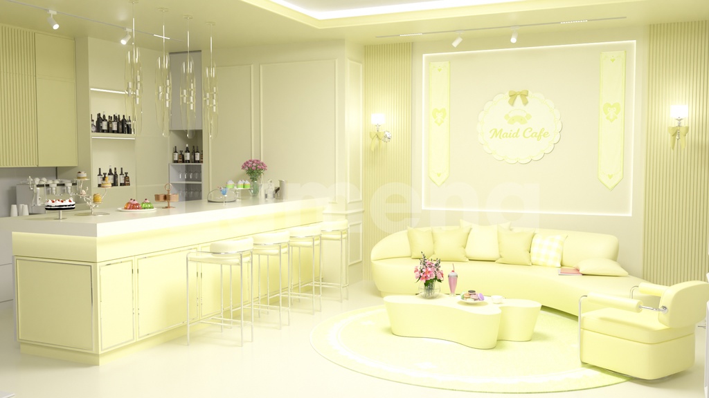 Maid Cafe/메이드 카페/방송배경/방송화면/버튜버/配信部屋/3DBackground for VTuber/配信背景/Live Streaming Background/VTuber room/Vtuber background