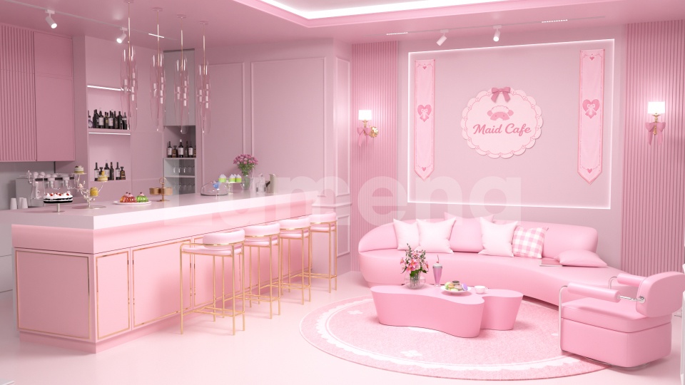 Maid Cafe/메이드 카페/방송배경/방송화면/버튜버/配信部屋/3DBackground for VTuber/配信背景/Live Streaming Background/VTuber room/Vtuber background