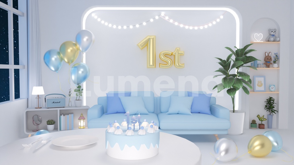 For the 1st Anniversary Event/1주년 기념일 이벤트용 방송배경/1周年記念イベント用/一周年纪念活动用/방송화면/버튜버/配信部屋/3DBackground for VTuber/配信背景/Live Streaming Background/VTuber room/Vtuber background