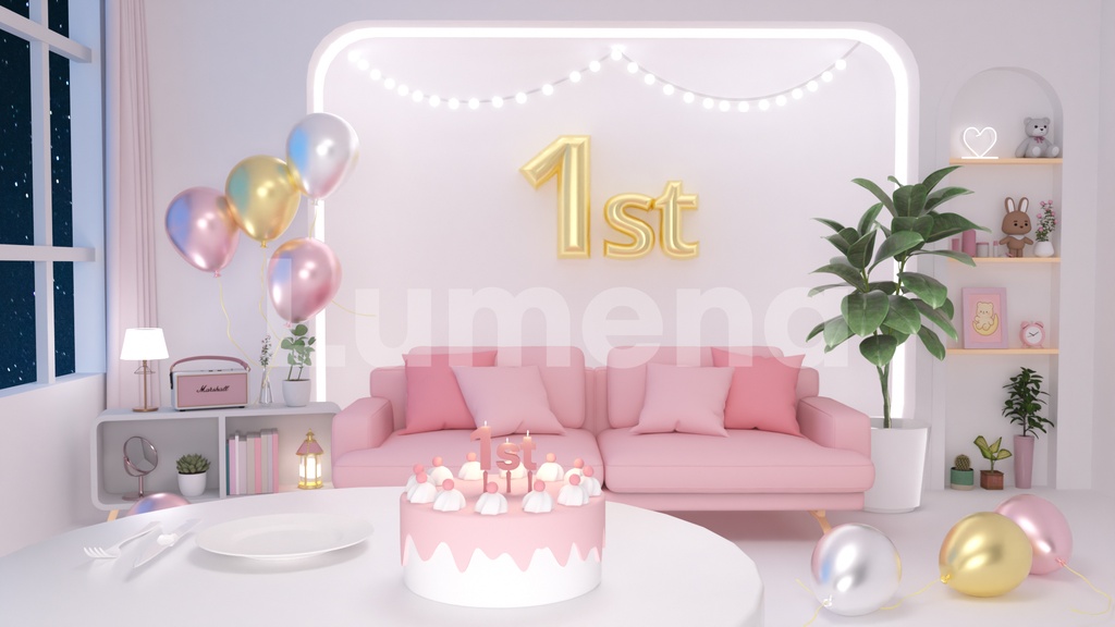 For the 1st Anniversary Event/1주년 기념일 이벤트용 방송배경/1周年記念イベント用/一周年纪念活动用/방송화면/버튜버/配信部屋/3DBackground for VTuber/配信背景/Live Streaming Background/VTuber room/Vtuber background